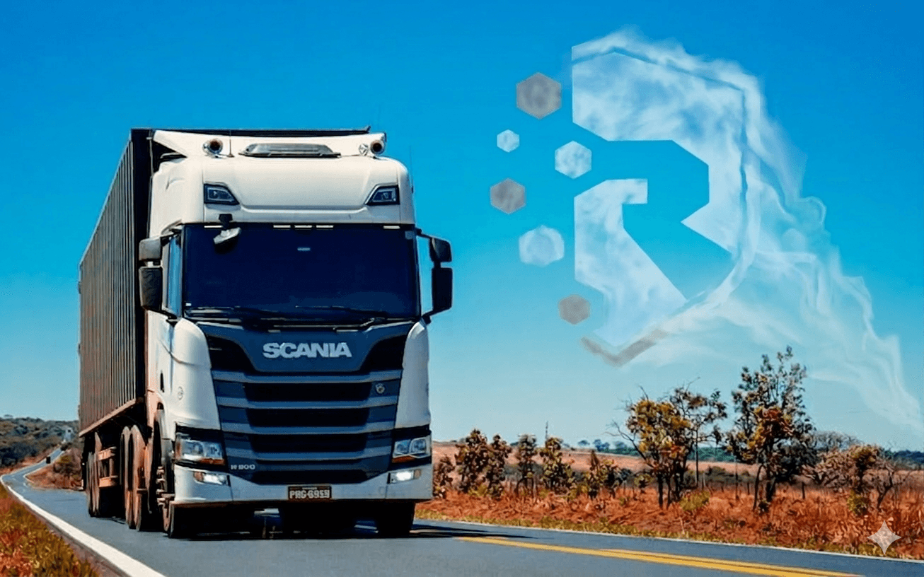 Truck on highway representing logistics and security escort operations